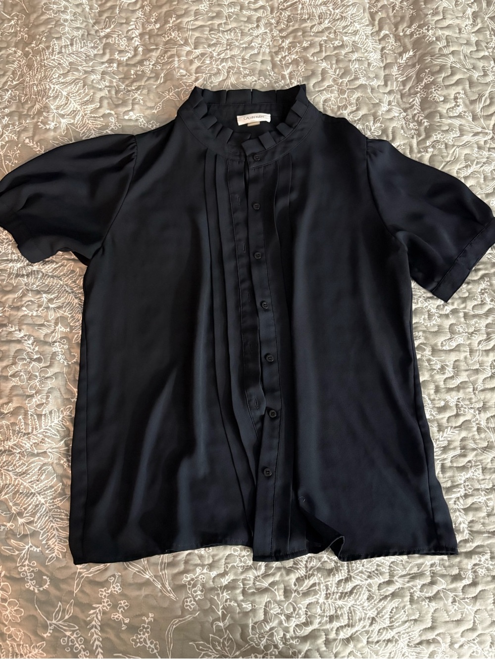 Calvin Klein Navy Button-Front Blouse